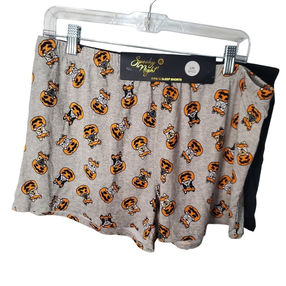 Spooky Night 2 Pack Halloween Pumpkins and Dogs Pajama Lounge Shorts, NWT, Large